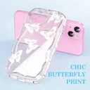 2 x Compatible for iPhone 14 Case, Pretty Butterfly Print Three-Dimensional Wave Clear Case for Girls Women, Soft Full Package Anti-Fall Cover for iPhone 14, White Butterfly