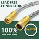 3- Pack Metal Garden Hose 25ft Copper Bullet, Heavy Duty Stainless Steel Water Hose with 10 Function Sprayer Nozzle, Leaf-Proof Kink Free Lightweight for Outdoor,Yard,Lawn,Patio, Car
