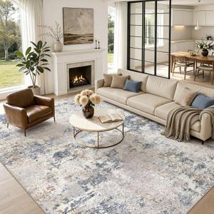 Nakagishi 10X14 Abstract Washable Area Rugs for Living Room-Blue Grey