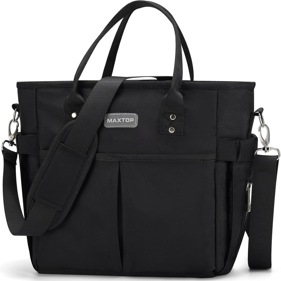 MAXTOP Lunch Bag Women for Work Insulated Thermal Lunch Box for Men with Wide-Open Pocket Reusable Leakproof Cooler Bags with Removable Shoulder Strap for Teacher Nurse Office Picnic Travel Black (Large)
