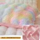 LIFEREVO 2 Pieces Fluffy Faux Rabbit Fur Throw Pillow Covers, Luxury Plush Shaggy 18x18 Bubble Cushion Covers with Zipper, Tie Dye Decorative Furry Fuzzy Pillow Shams for Bed Couch Sofa Chair, Rainbow