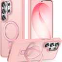STERKER Designed for Samsung Galaxy S26 Ultra Case Magnetic Ring Stand [Military Grade Drop Protection][Compatible with Magnetic] Translucent Slim S26 Ultra, Pink