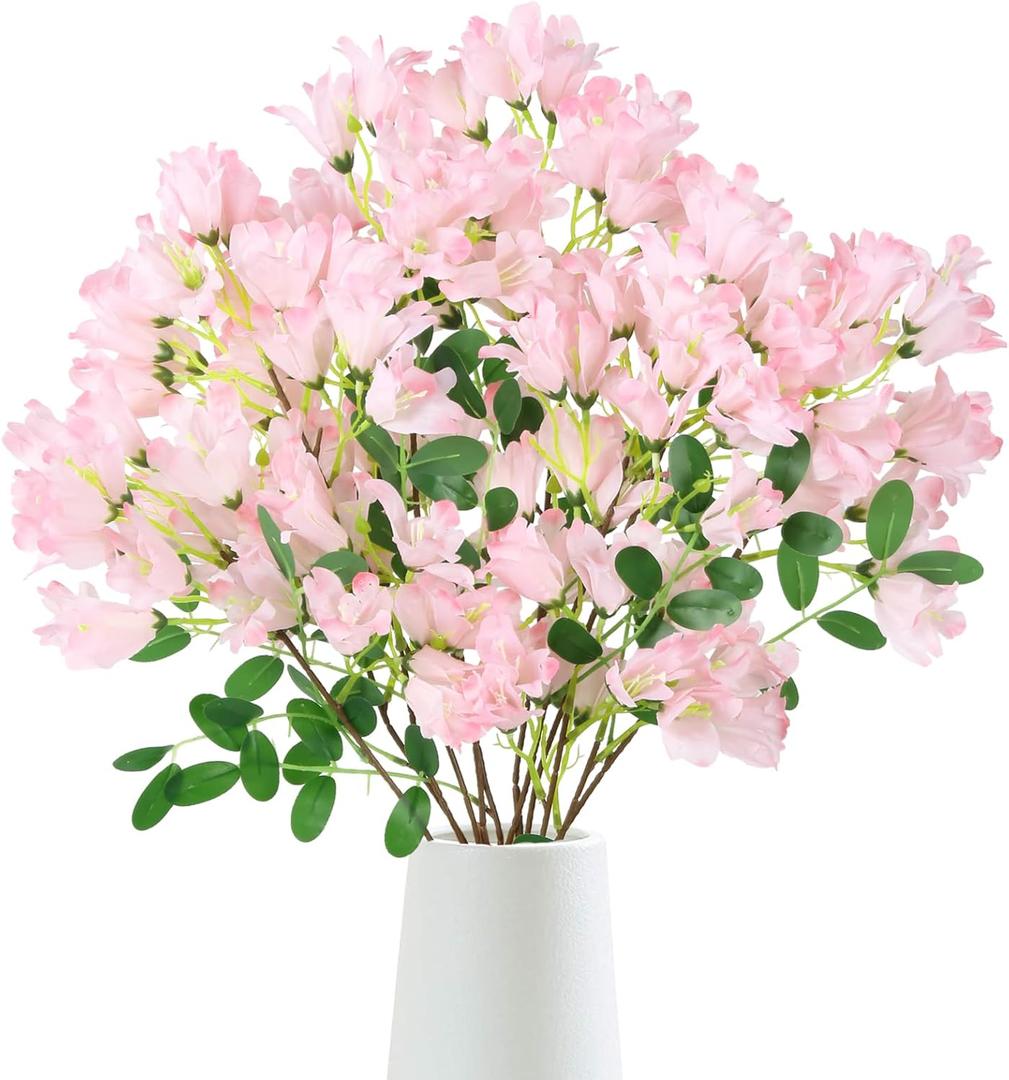 IPOPU Artificial Pink Flowers 4 Bundles Artificial Jacaranda Flowers 24.8" Long Stem Artificial Flowers for Tall Vase Fake Summer Flowers for Faux Flowers Arrangements Home Party Decor