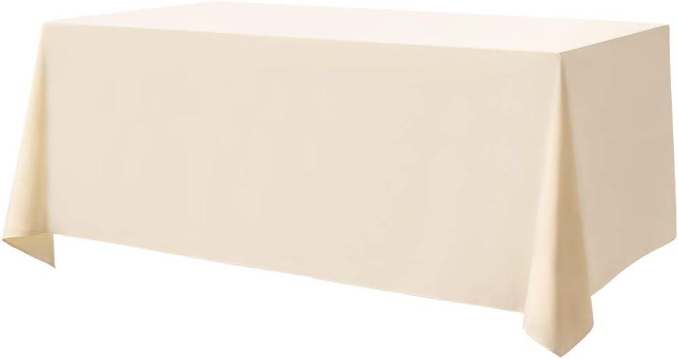 Surmente Ivory Tablecloth 90 x 132-inch Rectangular Polyester Table Cloth for Weddings, Banquets, or Restaurants