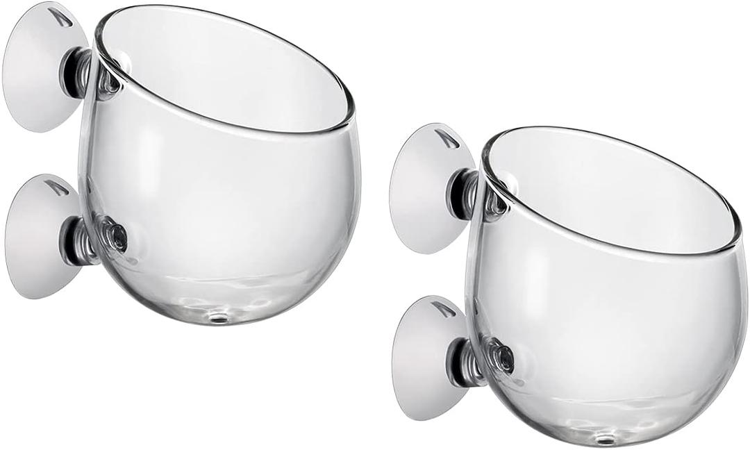 DS. DISTINCTIVE STYLE Aquatic Plant Cups 2 Pieces Crystal Glass Plant Pot with 2 Suction Cups for Aquarium Decoration