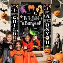3Pcs Halloween Party Decorations Witch Party Decorations Halloween Front Porch Banner Backdrop Witches Hocus Pocus Decorations Photo Studio Props Decor Supplies
