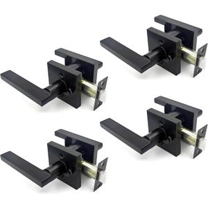 COIIOI Matte Black Door Handle Set - Bifold Door Hardware with Durable Lock - Ideal for Interior & Exterior Door Handle Needs (4, 9120BK-Matte Black)