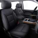 Coverado Chevy Silverado Seat Covers Full Set, Faux Leather Car Seat Covers Fit for 2007-2013 & 2019-2025 1500, 2020-2025 2500HD 3500HD Chevy Silverado GMC Sierra Crew Double Extended Cab (Black)