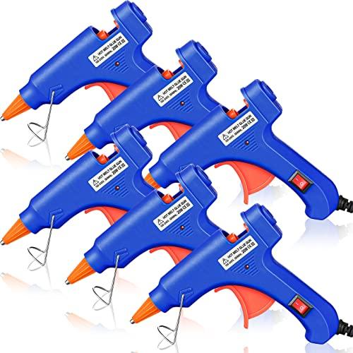 Zhengmy 6 Pcs Mini Glue Gun Crafts Hot Melt Guns Low Temp Glue with Burn Protection Fast Preheating and Easy Squeeze Trigger for School DIY Arts Class Projects Home Quick Repairs, 20 W (Blue)