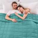 yescool Weighted Blanket for Adults (25 lbs, 80 x 87, Teal) Cooling Heavy Blanket for Sleeping Perfect for 240-260 lbs, Queen Size Breathable Blanket with Premium Glass Bead, Machine Washable