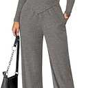 PRETTYGARDEN Fall Two Piece Sets For Women 2026 Off Shoulder Tops Long Pants Knit Matching Lounge Set Airport Travel Outfits(Grey,Medium)
