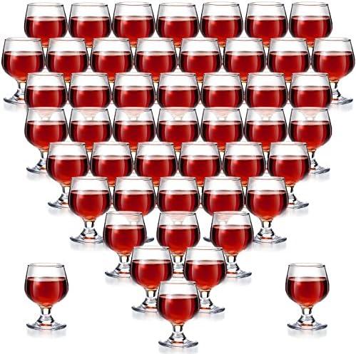 Meanplan Cute Shot Glasses Mini Snifters Cognac 1.7 oz Cups Brandy Snifter Mini Wine Snifters Glass Dinnerware Set for Whiskey Juice Vodka Sherry Champagne Brandy Wine Party Supplies(48 Pieces) 