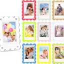 10 Pack Acrylic Fridge Magnetic Frame for Polaroid, 2.36x3.54 In Mini Picture Frames Colorful for Fujifilm Instax Mini, 2 Sided Photo Refrigerator Magnet Picture Display Clear Frame Petal