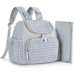 mommore Diaper Bag Small Diaper Backpack Stylish Toddler Baby Mini Maternity Bags Travel Backpacks with Insulated Pockets, Changing Pad, Stroller Straps