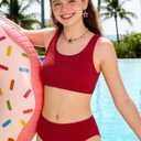 URMAGIC Girls Two Piece Swimsuits Ribbed Bikini Sets Swimming Bathing Suit Beach Sport Athletic Teen Girls Swimwear, 15-16Y