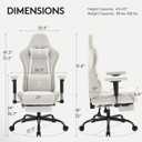 Gaming Chair Breathable Fabric,Computer Office Chair with Footrest,Massage Lumbar Support and Gel Pad,Ergonomic Reclining Gamer Chair with Adjustable Armrests and Spring Cushion Beige