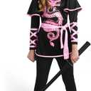 Spooktacular Creations Black and Red Ultimate Ninja Dragon Costume Set for kids, Girls, Halloween Dress Up (Medium(8-10 yrs), Pink)