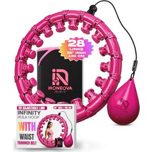 Weighted Hula Hoop with Tummy Trimmer Belt - Infinity Hoop with 28 Detachable Links Smart Weighted Hula Hoops for Adults and Beginners, Adjustable Tummy Exercise Weight Loss Equipment for Women & Men