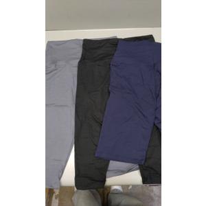 NEW YOUNG 3 Pack Capri Leggings for Women with Pockets-High Waisted Tummy Control Workout Gym Yoga Pants (Small-Medium, 1-black/Dark Gray/Navy Blue)