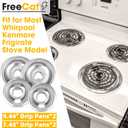 Drip Pan Kit,Universal Chrome Burner Drip Bowls Replacement for Whirlpool Kitchen Aid Range Parts W10278125 W10196405 W1019640,4 Pack (2x6" and 2x8")