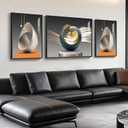 Extra Large Framed Modern Luxury Large Wall Art for Living Room, Set of 3 Piece Bright Style Abstract Paintings Artwork for Walls, Big Size Art Prints Pictures for Hallway Dining Room Office Wall Decor, 30" H x 80" W