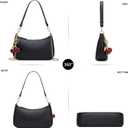 Black Shoulder Bag for Women Cute Hobo Cherry Purse Retro Clutch Underarm Handbag with Removable Straps