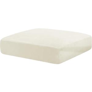 MAXIJIN Velvet Stretch Cushion Cover Fitted Couch Cushion Slipcovers 1 Pack Arm Chair Seat Cushion Cover for Individual Cushion Sofa Chair with Elastic Bottom (Chair Cushion, Beige)