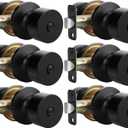Goldenwarm Black Door Knobs Interior, Privacy Door Knob Black Door Knobs Interior Bulk Matte Black Privacy Door Knobs for Bedroom or Bathroom (6 Pack)