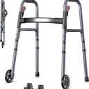 Folding Walker for Seniors, Rolling Walker with 8 Height Adjustments, One-Hand Folding, 300lbs Capacity, Lightweight Aluminum Front Wheel Walker for Elderly Adults and Handicap