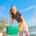 Fazhesici Large Beach Waterproof Travel Tote Bag Washable Open Tote Bag for Beach Boat Pool Work Green