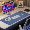 Desk Pad Mat - Leather Desk Pad Protector for Office and Home - Desk Organization and Accessories - Ideal for Large Mouse Pad and Desk Mats on Top of Desks(Grey Blue,31.5" x 15.7") (32" x 16")