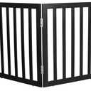 Dog Gate Indoor, Freestanding Dog Fence for The House, Doorways, Hallways,or Stairs,Pet Gate Foldable Wooden,Expandable 24" Height 6 Panels,Black