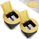2 Pcs Recessed Floor Outlet 4. 72" x 4. 72" x 3. 94" 2-Gang with 4. 8a USB Chargers 20 Amp Floor Receptacles Round Hidden Outlet Kit Electrical Waterproof Box, Etl Listed (Gold)