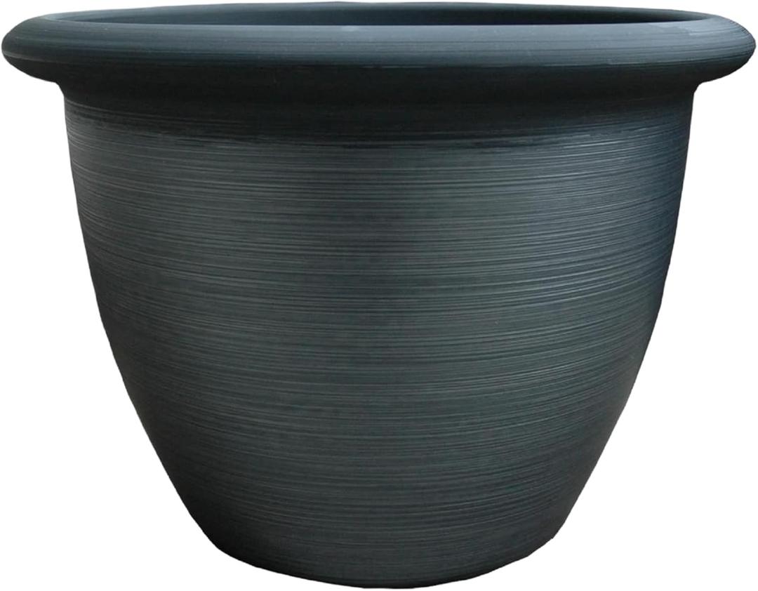 The HC Companies Sevilla Flower Planters - Durable Outdoor & Indoor Planter - Round Lightweight Self Watering Plant Pots for Herbs & More (12" Painted Black, Pack of 1)