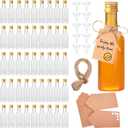 100 Pcs 1.7 oz Mini Liquor Bottles,Airtight Shot Bottles with Caps 10 Pcs Funnels 100 Pcs Kraft Tags and 65 ft Rope,Little Spirit Bottle for Cocktail,Party Favors,Weddings (gold Cap)