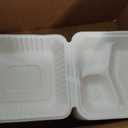 Freshware Clamshell Food Containers with Lids [8x8"] 3-Compartment 100-Pack, Disposable To Go Containers, Biodegradable Sugarcane To Go Boxes - Paper Container - Microwave & Freezer Safe, Stackable