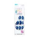 KISS colorFX by imPRESS Press On Nails , Reconnect, Solid Blue with Pearlescent Finish, Short Oval, IMPROVED adhesive, Includes 30 Fake Nails, Prep Pad, 1 Manicure Stick, 1 Mini Nail File
