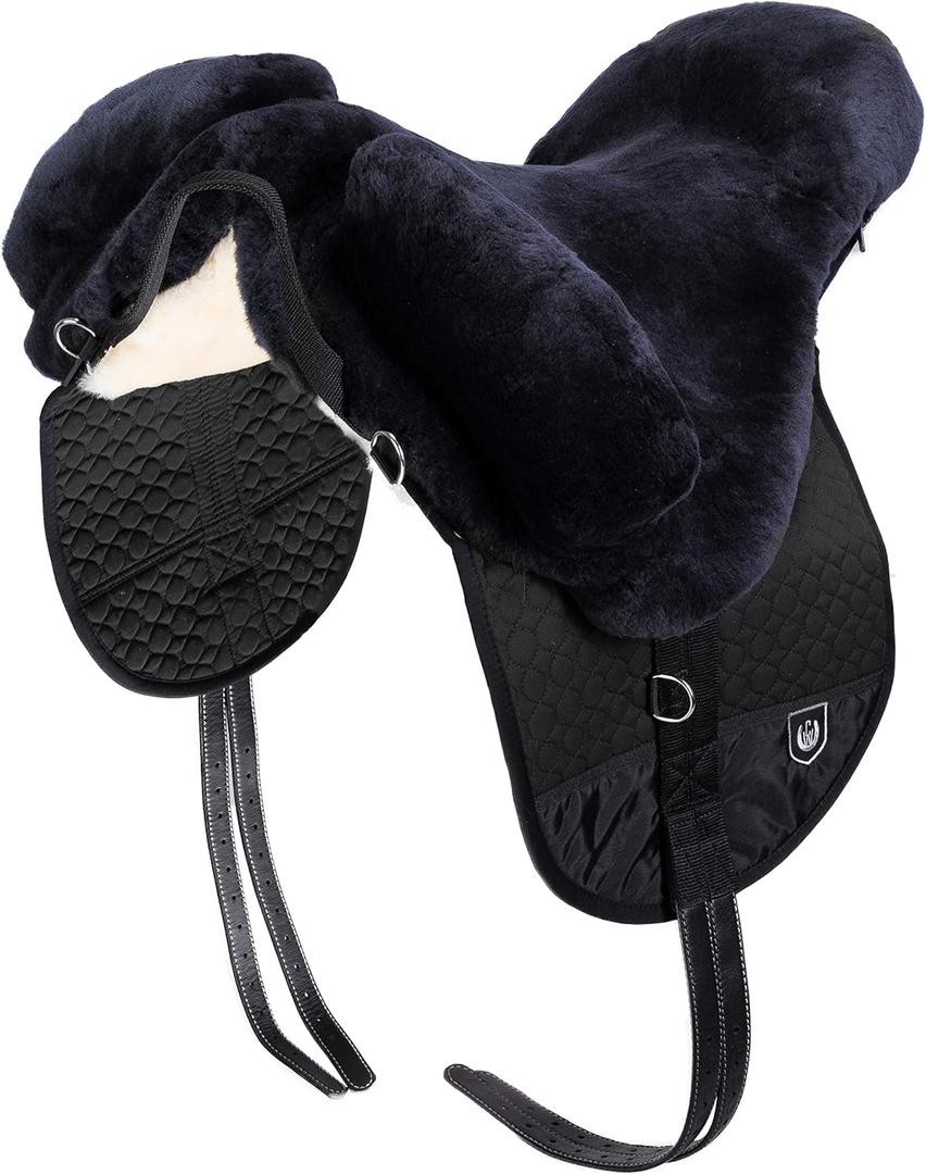 Werner Christ Horse Bareback Pad Premium Plus, Made of Real Sheepskin in Charcoal Size Full