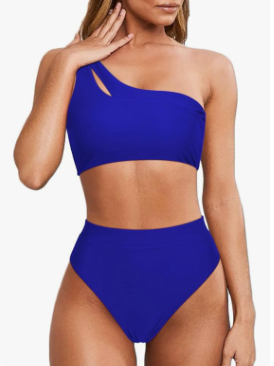 MOOSLOVER Women Cutout One Shoulder High Waisted Bikini High Cut Two Piece Swimsuits
large