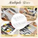 4 Pcs Expandable Drawer Organizer Bins Adjustable Deep Drawer Hanging Organizer Tray Expandable 11.4 to 18.1 Inches Plastic Dividers Storage for Office Bathroom Bedroom Kitchen Desk, White