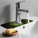 Kitchen Sink Splash Guardlush green forest Faucet Mat Sink Gadgets-Super Absorbent Fast Drying Mat Drip Catcher for Kitchen, Bathroom,Sink Mat, Dish Drying Mat, Bathroom(15" X 5.5" )