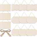 eZAKKA Unfinished Hanging Wood Sign Blank Wooden Slices Decorative Banners with Ropes for Pyrography Painting Writing DIY Home Crafts Decor