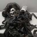 71 Halloween Hanging Talking Fortune Teller Skeleton Animatronics with Sound Activated, Glowing Crystal Ball & Eyes for Halloween Haunted House Prop and Party Decor, Indoor/Outdoor Decoration