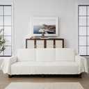 Chenille Couch Cover Washable Beige White Couch Throw Covers for 3 Cushion Couch Comfortable Thick Soft Blanket Sofa Covers L Shape Heavy Duty Furniture Protector for Kids, Pets, Ivory 91"x 150"