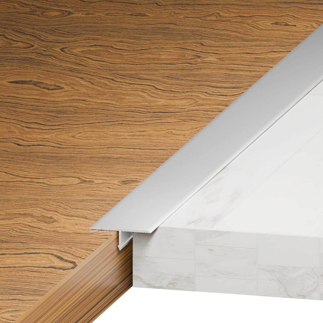 3Pcs Aluminum T-Molding, Floor Transition Strips, Floor Divider Trim, Threshold Strip, for Bridging Gaps Between Floors, or Between Wood Floors and Tiles (Silver 3pcs 35.4"x0.8")