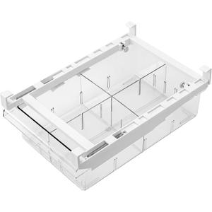 Oggi Undershelf Fridge Drawer Organizer - Easy-to-Mount Pull Out Drawer with Clear Dividers - Refrigerator Organizers and Storage for Cheese, Fruits, Vegetables, Snacks, Deli Meats & More - 12x8x3.5 (Partitioned Drawer)