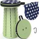 ALEVMOOM Portable Telescoping Stool Collapsible Stool with Cushion & Bag, Retractable Folding Stool for Adults Foldable Seat Sturdy Capacity 440 lbs for Camping Fishing Hiking BBQ (Green)