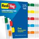 Redi-Tag Laser Printable Tabs, Permanent Index Tabs, Customizable Adhesive Labels, Assorted Primary Colors, 1.125" x 1.25", 375 Per Pack (1006556)