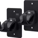 2 Pieces Self Adhesive Curtain Rod Bracket, Universal Plastic Curtain Rod Holders, No Drill Curtain Rod Brackets Curtain Rod Hooks for Bathroom, Bedroom, Livingroom, Kitchen (Black) (2 Pcs Black)