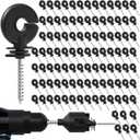 100 Pcs Black Electric Fence Insulator Screw-in Insulator Fence Ring Post Wood Post Insulator and 1 Pc Free Insulator Socket Tool (Grid System Accessories for Animal Husbandry Electronic) (100PCS)